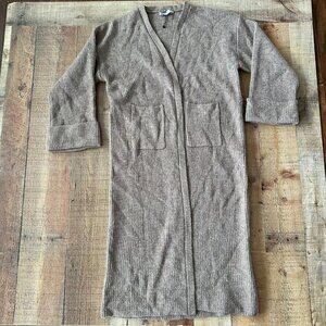 Zara long open front knit cardigan in brown -M